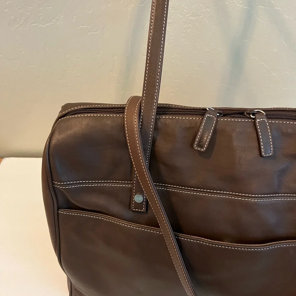 Levenger Dark Brown Leather Duffel Bag